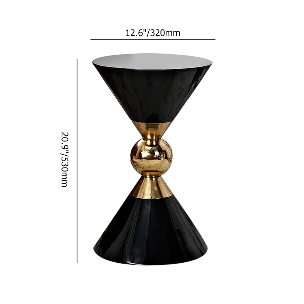 HMR Modern 13" Round End Table of Hourglass Fiberglass - Black
