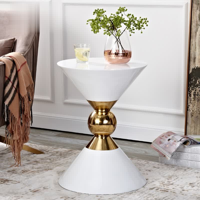 HMR - Modern 13" Round End Table of Hourglass Fiberglass