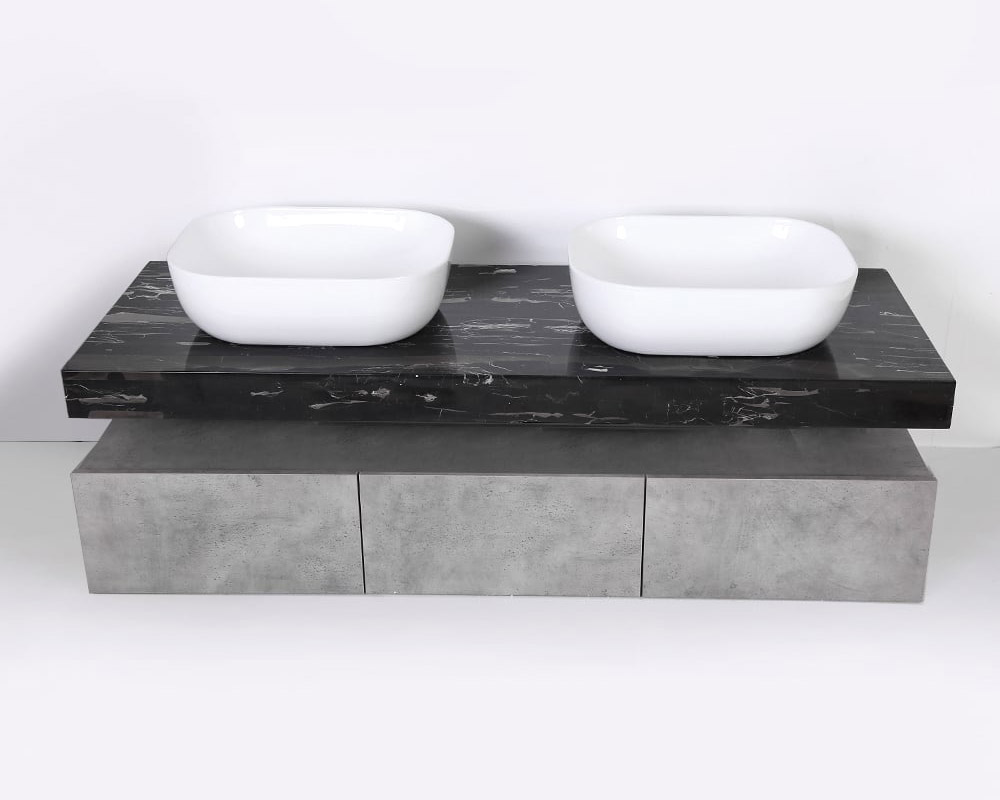 HMR - Modern 60" Floating Bathroom Vanity Set with Double Sinks
