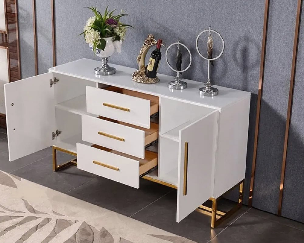 HMR Stovf Series Modern 47" Sideboard Buffet with Drawers - White