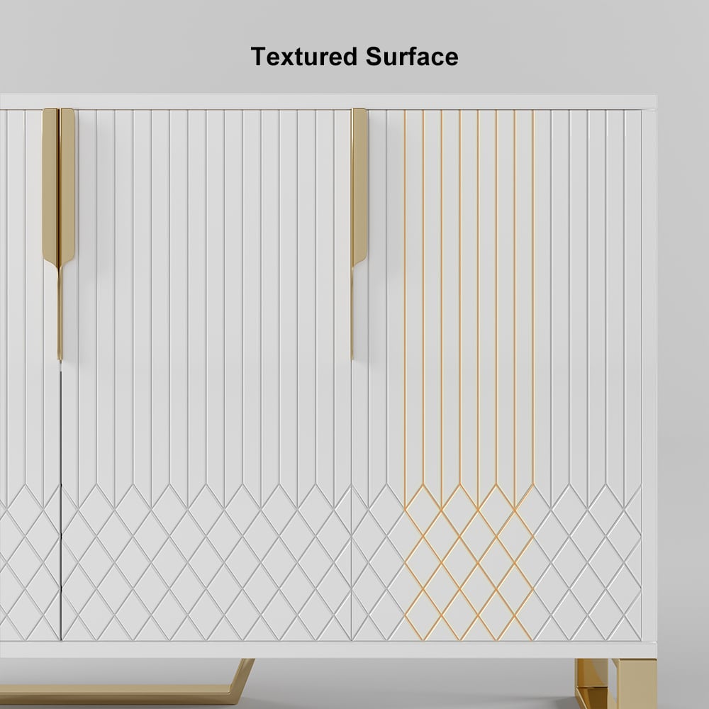 HMR Aro Series Modern 59.1" Affordable Sideboard with Storage - White