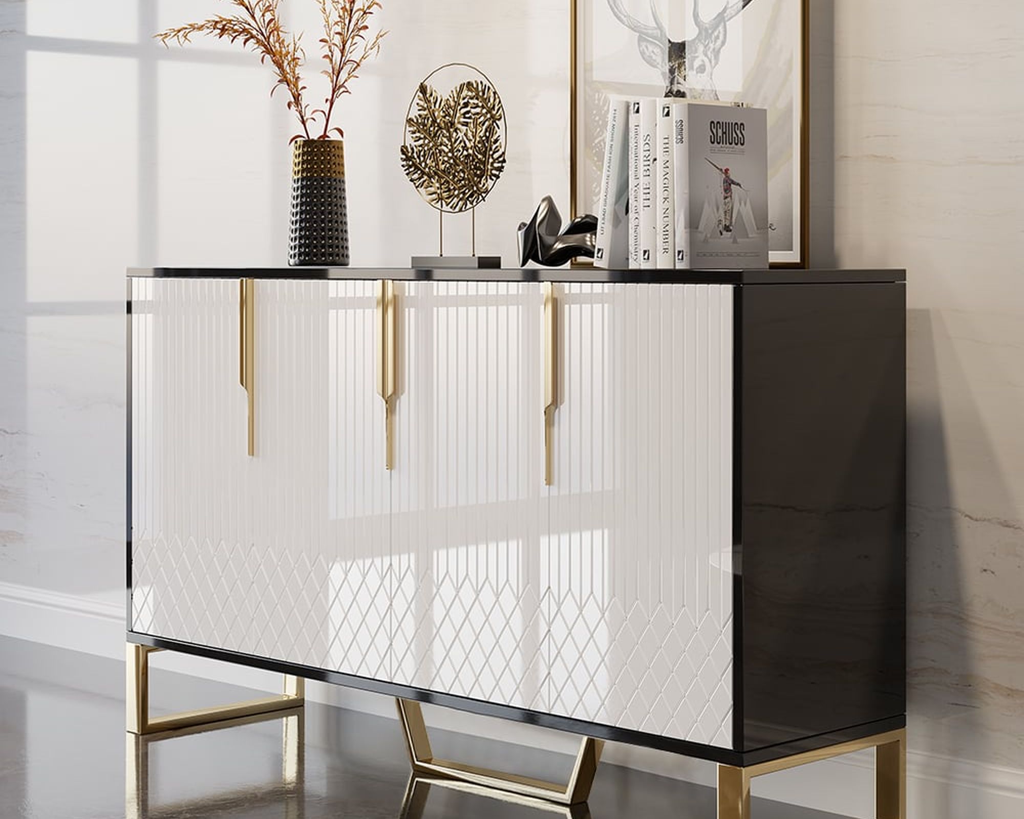 HMR - Aro Series Modern 59.1" Affordable Sideboard with Storage
