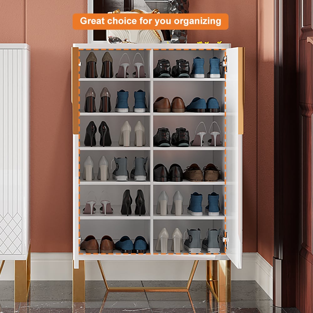 HMR Aro Series Shoe Cabinet - White