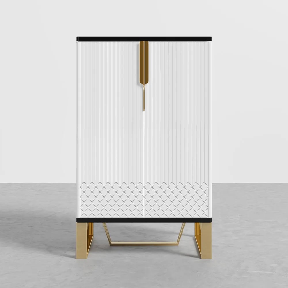 HMR Aro Series Shoe Cabinet - White/Black