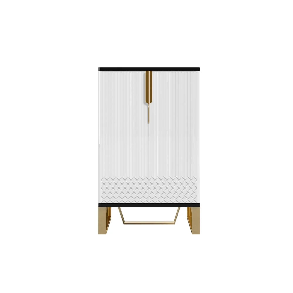 HMR Aro Series Shoe Cabinet - White/Black