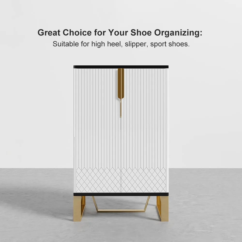 HMR Aro Series Shoe Cabinet - White/Black