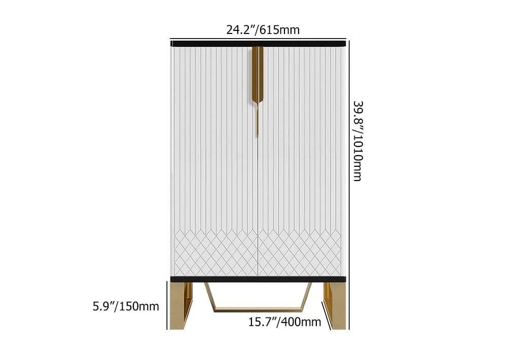 HMR Aro Series Shoe Cabinet - White/Black