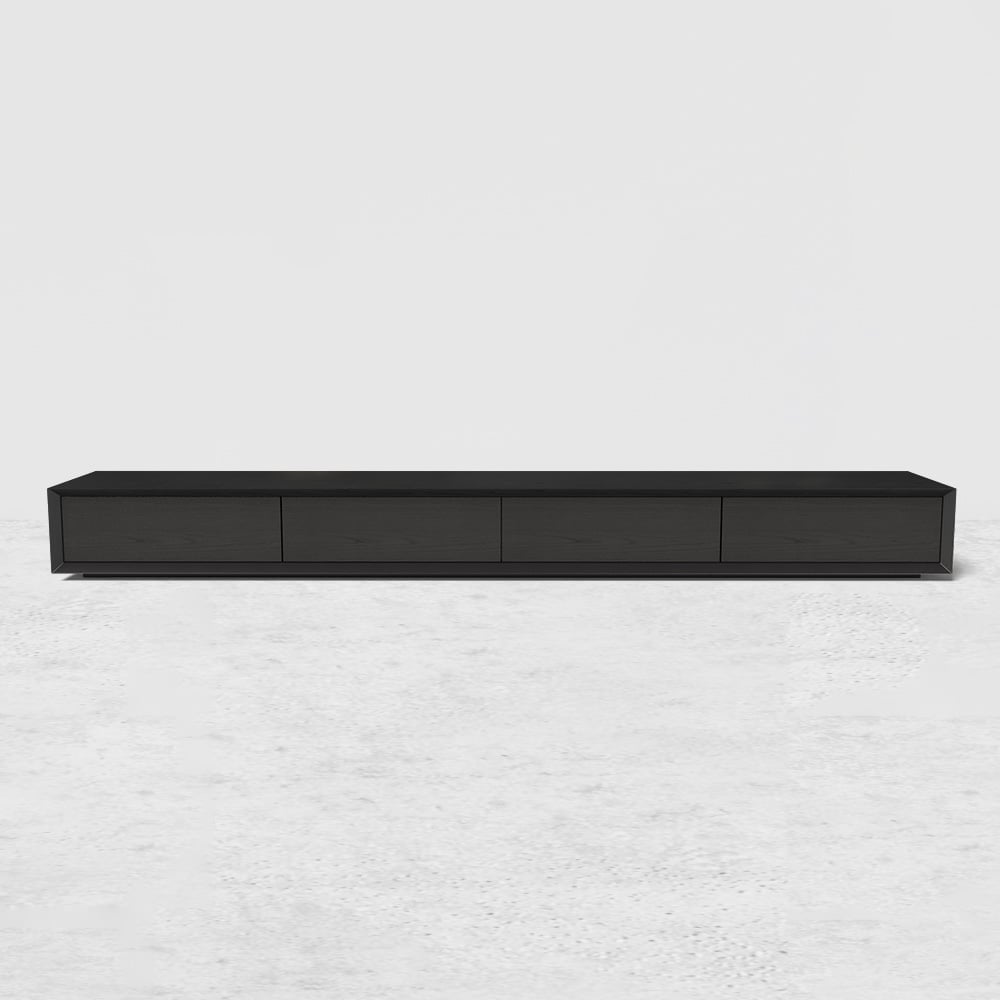 HMR Morami Series Modern 87" Rectangular TV Stand with 4 Drawers - Black
