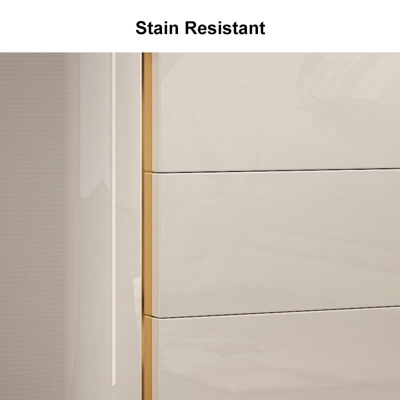 HMR Modern Luxury Square Nightstand with 3 Drawers - White/Gold