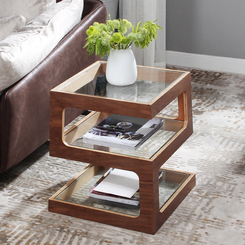 HMR - Modern Glass End Table with 3 Tiers