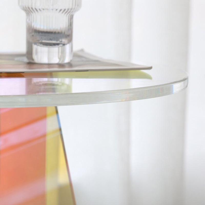 HMR - End and Clear Side and Accent Table Iridescent in 15.7"Dia x 17.7"H