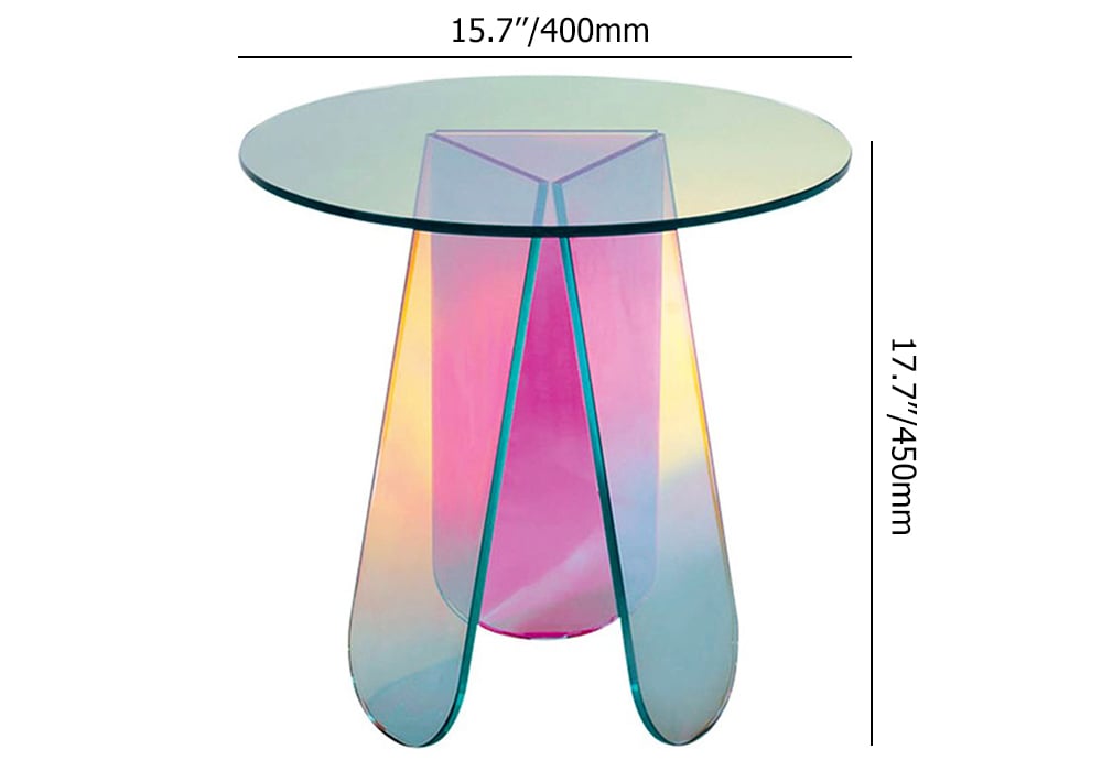 HMR - End and Clear Side and Accent Table Iridescent in 15.7"Dia x 17.7"H