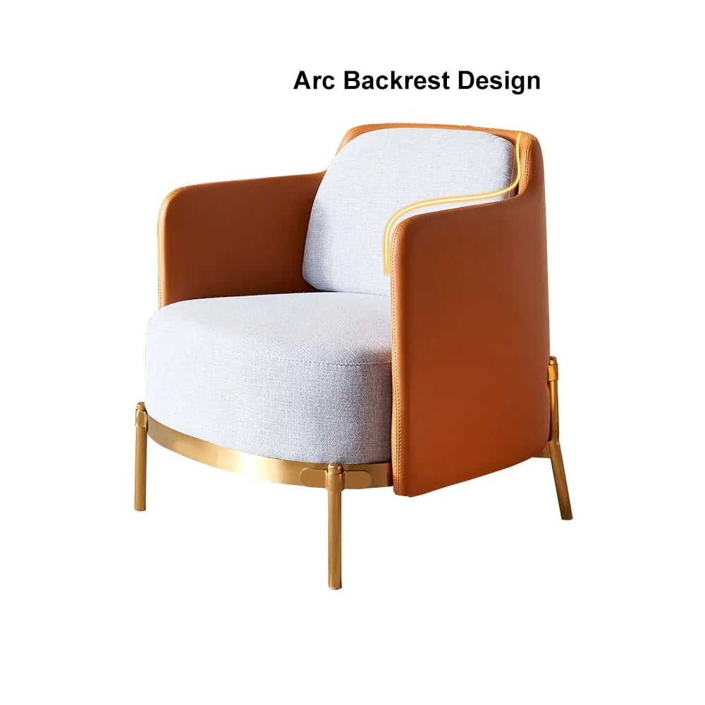 HMR Modern Accent Chair with Linen Upholstery - Orange/Gray, Style A