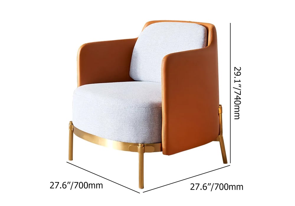 HMR Modern Accent Chair with Linen Upholstery - Orange/Gray, Style A