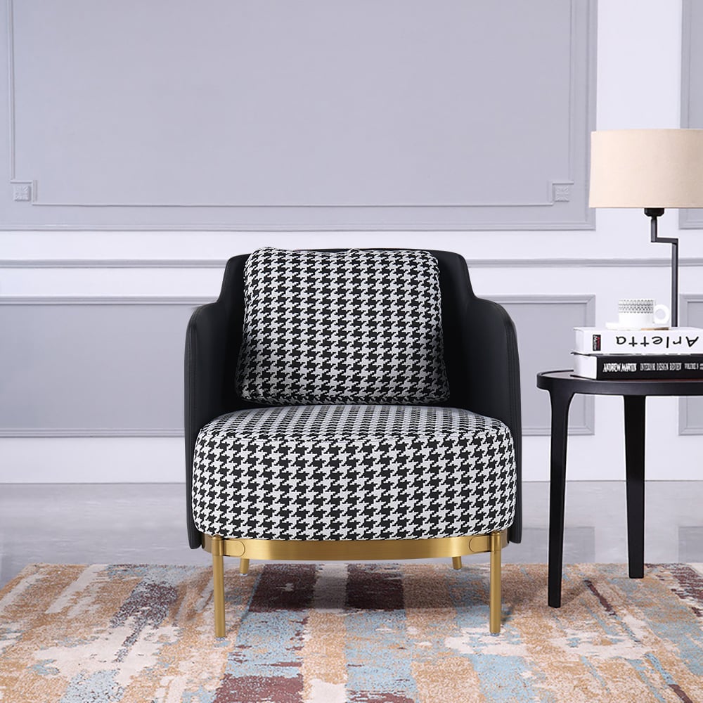 HMR Modern Accent Chair with Linen Upholstery - Black, Style B