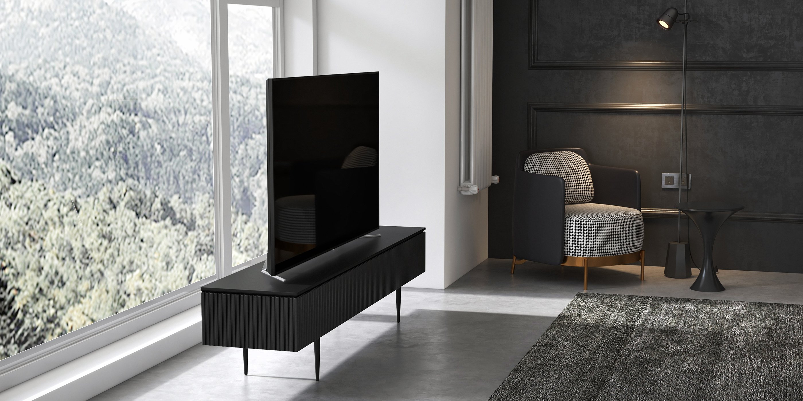 HMR Modern Accent Chair with Linen Upholstery - Black, Style B