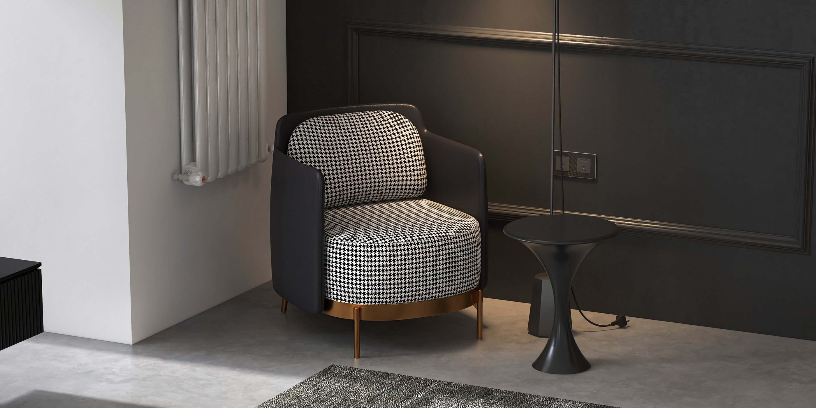 HMR Modern Accent Chair with Linen Upholstery - Black, Style B