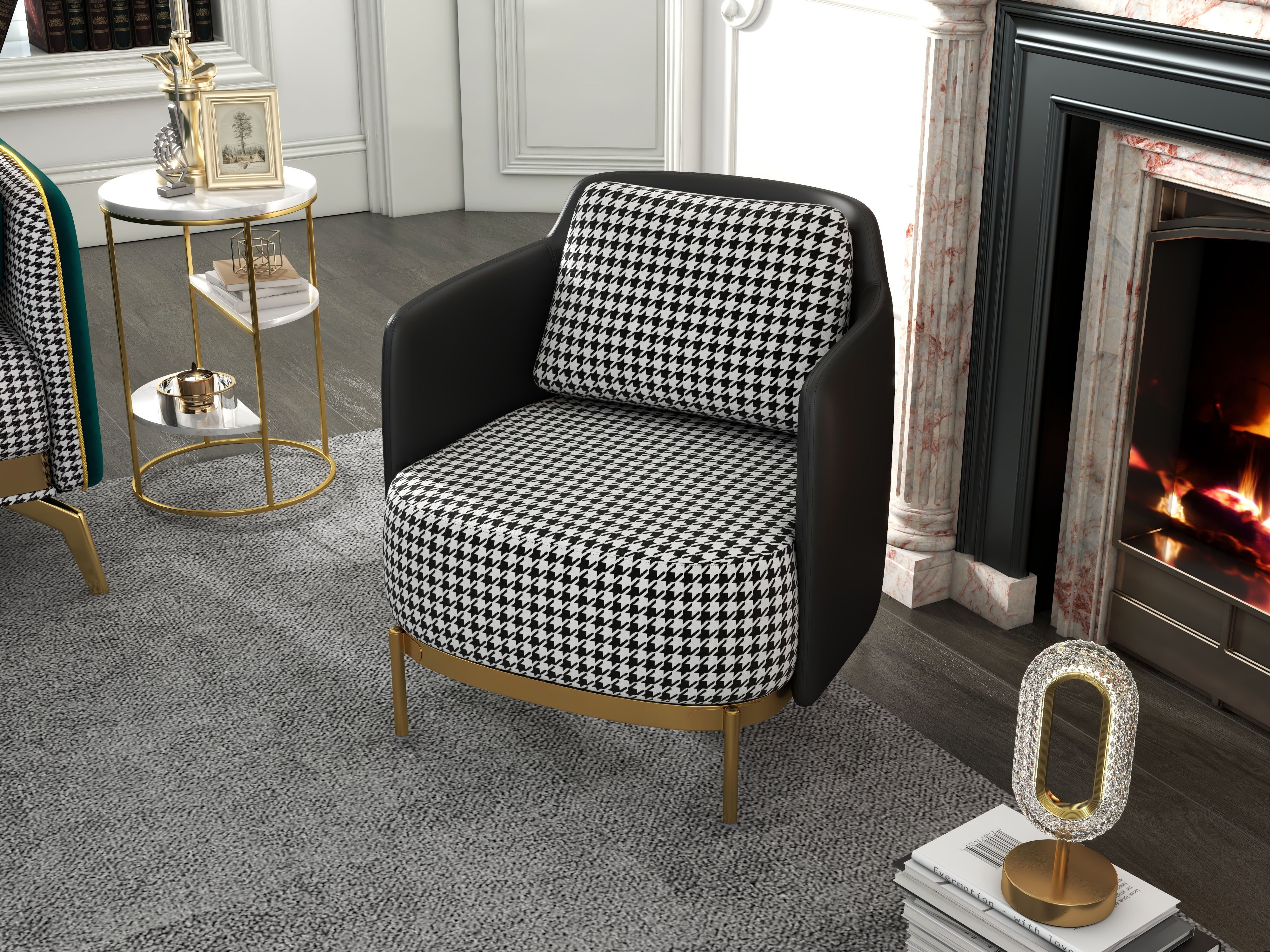 HMR Modern Accent Chair with Linen Upholstery - Black, Style B