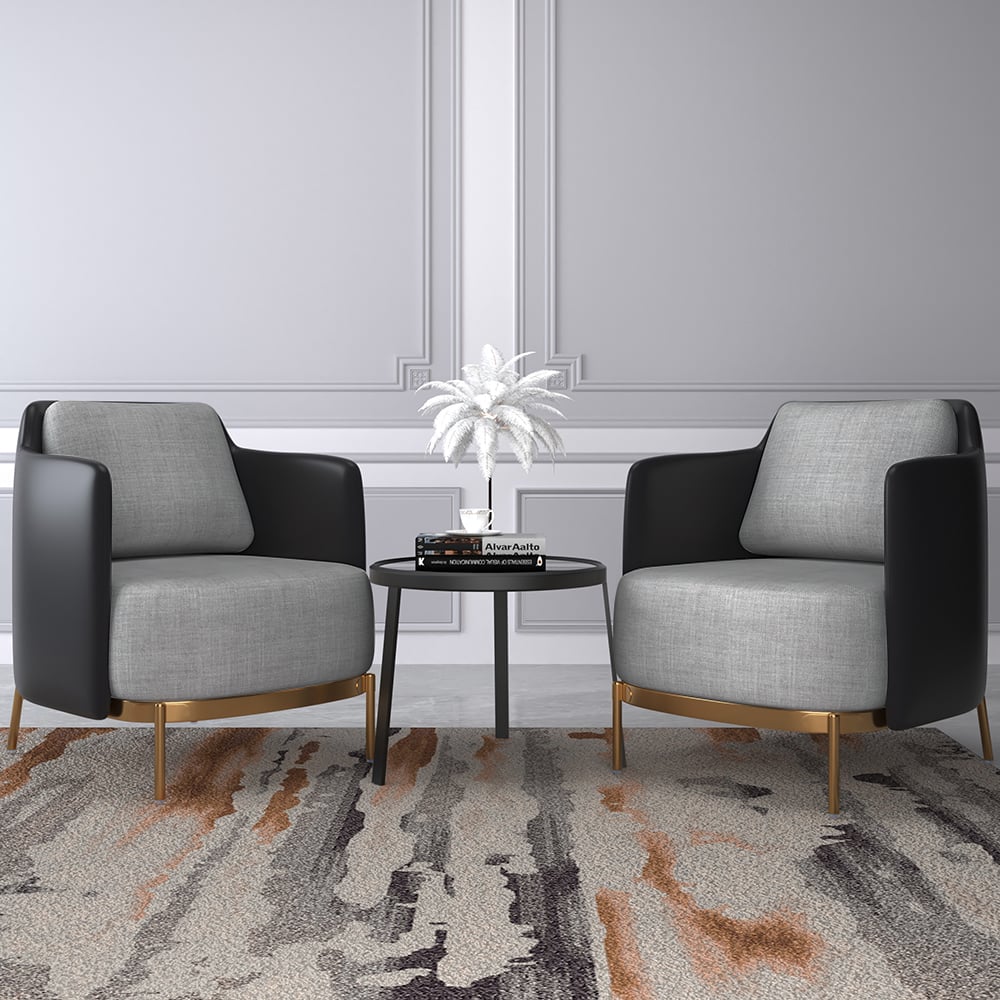 HMR Modern Accent Chair with Linen Upholstery - Black/Gray, Style C