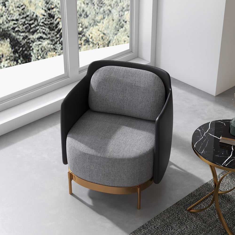 HMR Modern Accent Chair with Linen Upholstery - Black/Gray, Style C