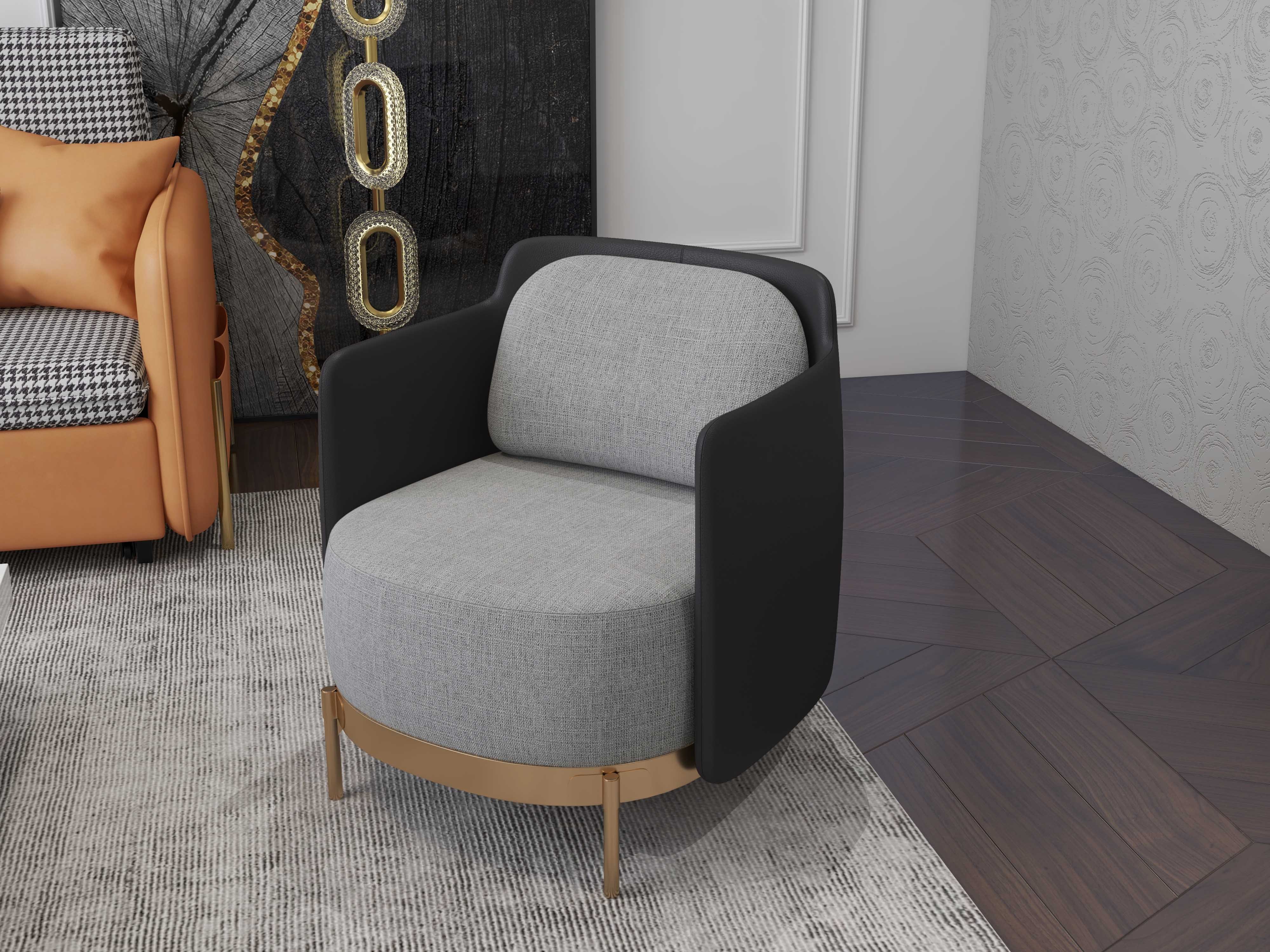 HMR Modern Accent Chair with Linen Upholstery - Black/Gray, Style C