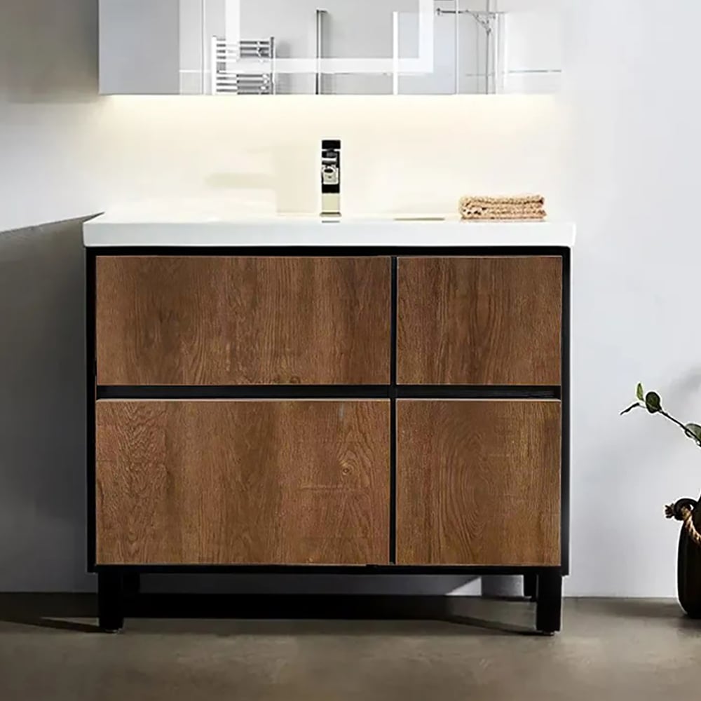 HMR - 36" Free-Standing Bathroom Vanity with Single Sink and Drawers in Rustic