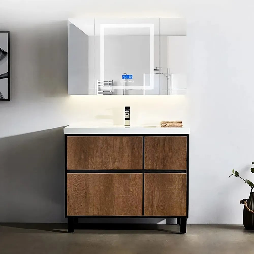 HMR - 36" Free-Standing Bathroom Vanity with Single Sink and Drawers in Rustic