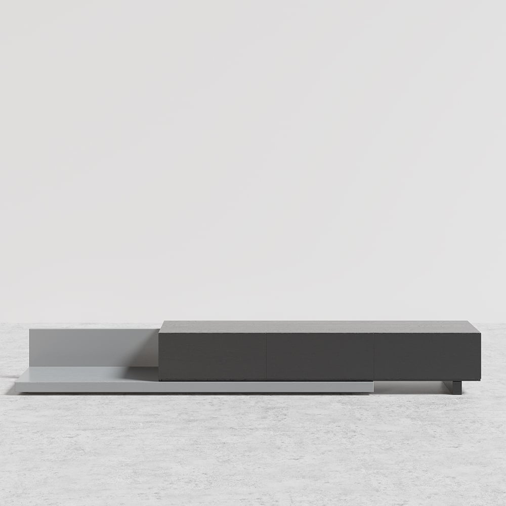 HMR - Crator Kayla Extendable TV Stand Media Console with 3-Drawer in Black and Gray