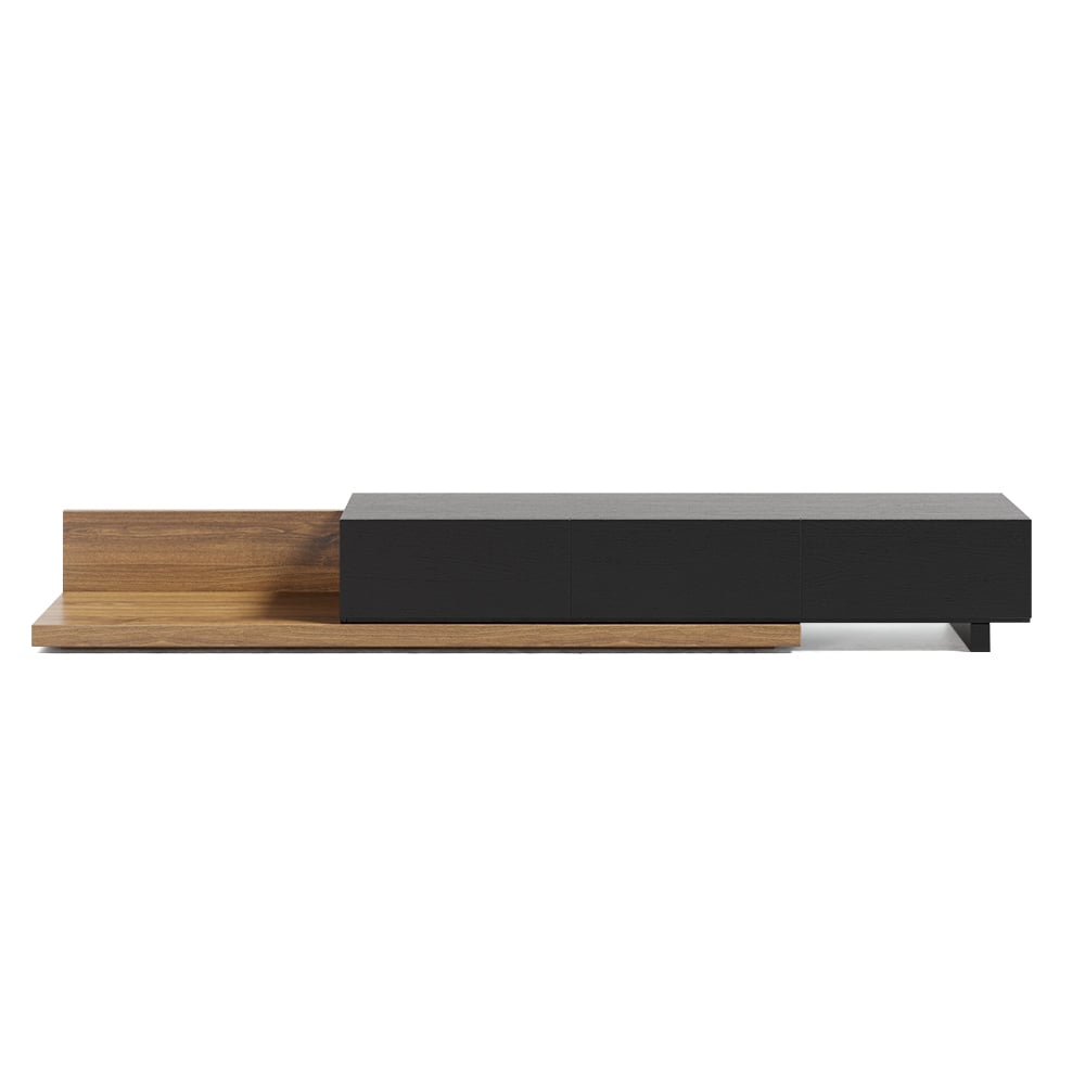HMR Extendable Floor TV Stand with 3 Drawers (71"-120") - Black & Walnut