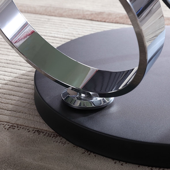 HMR Modern Extendable Coffee Table with Ring-Shaped Metal Pedestal - Chrome