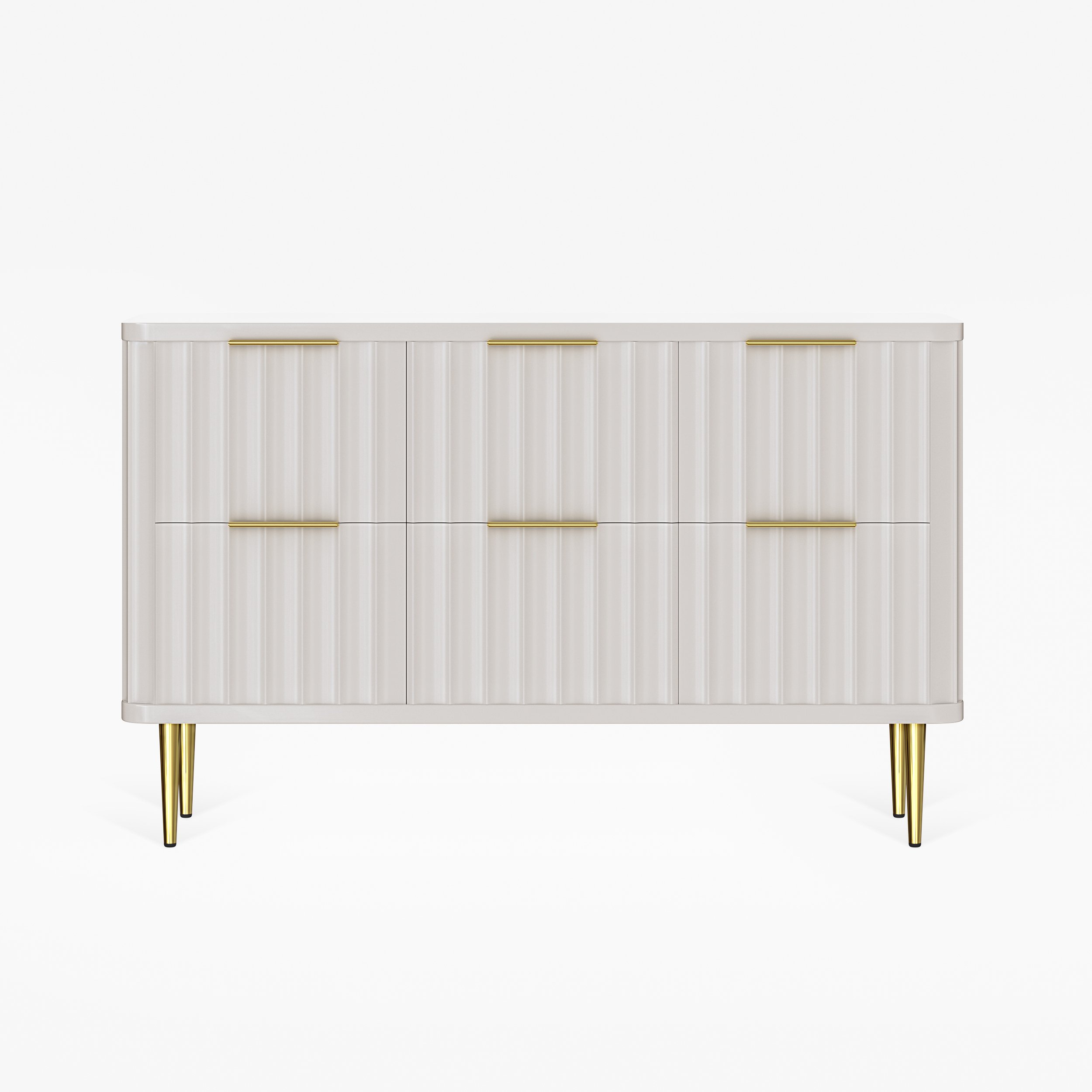 HMR - 6-Drawer Bedroom Dresser in Gold