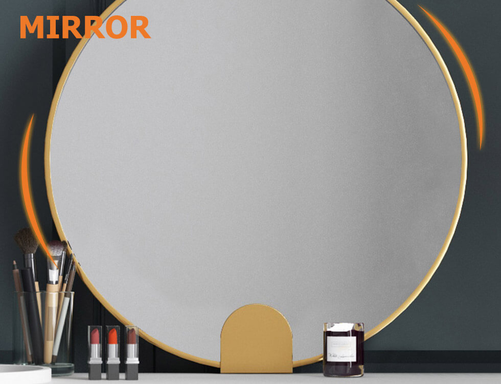 HMR - Vanity Table with 4-Drawer Swivel Cabinet and Mirror and Chair Included in White