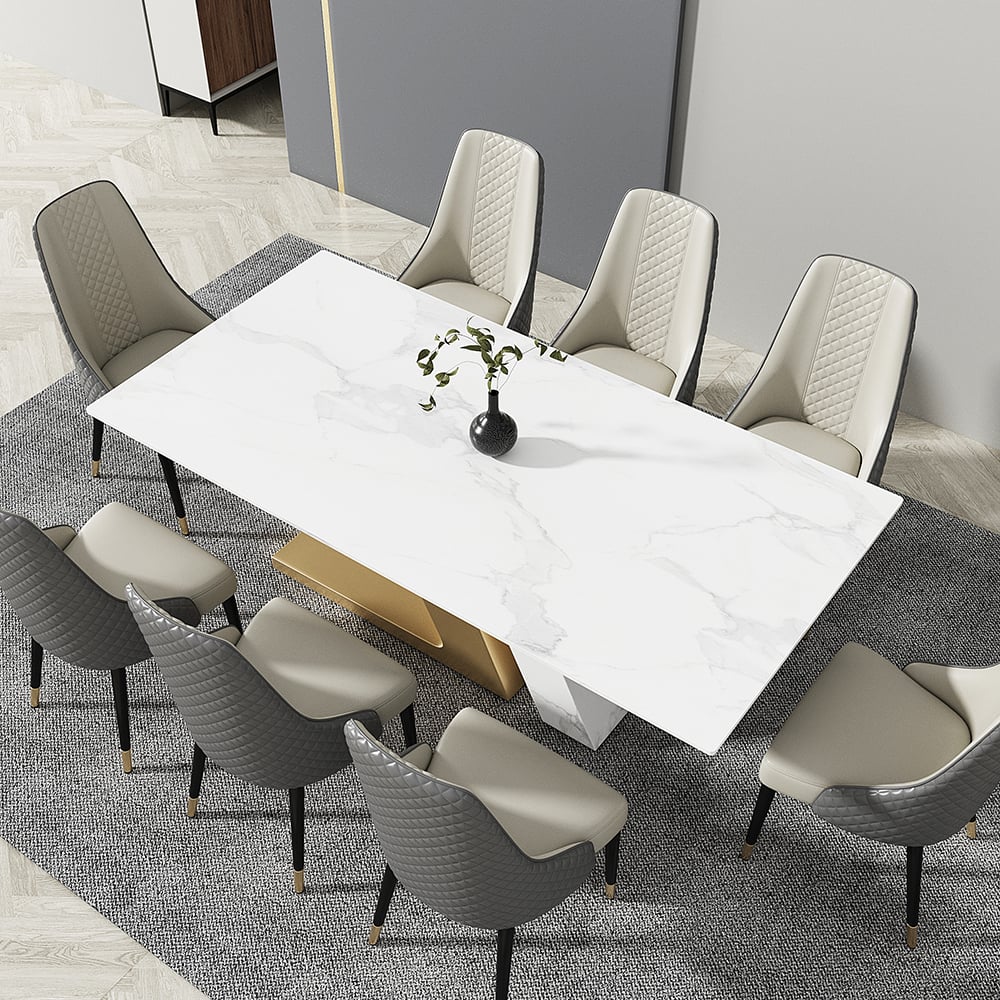 HMR Diamic Series Modern Faux Leather Dining Chairs with Upholstery - Gray, 2-Pieces