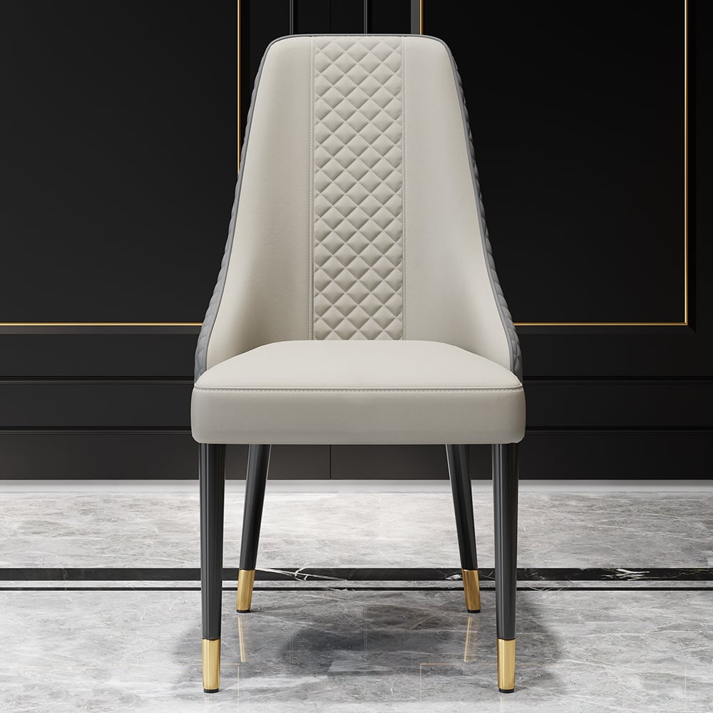 HMR Diamic Series Modern Faux Leather Dining Chairs with Upholstery - Gray, 2-Pieces
