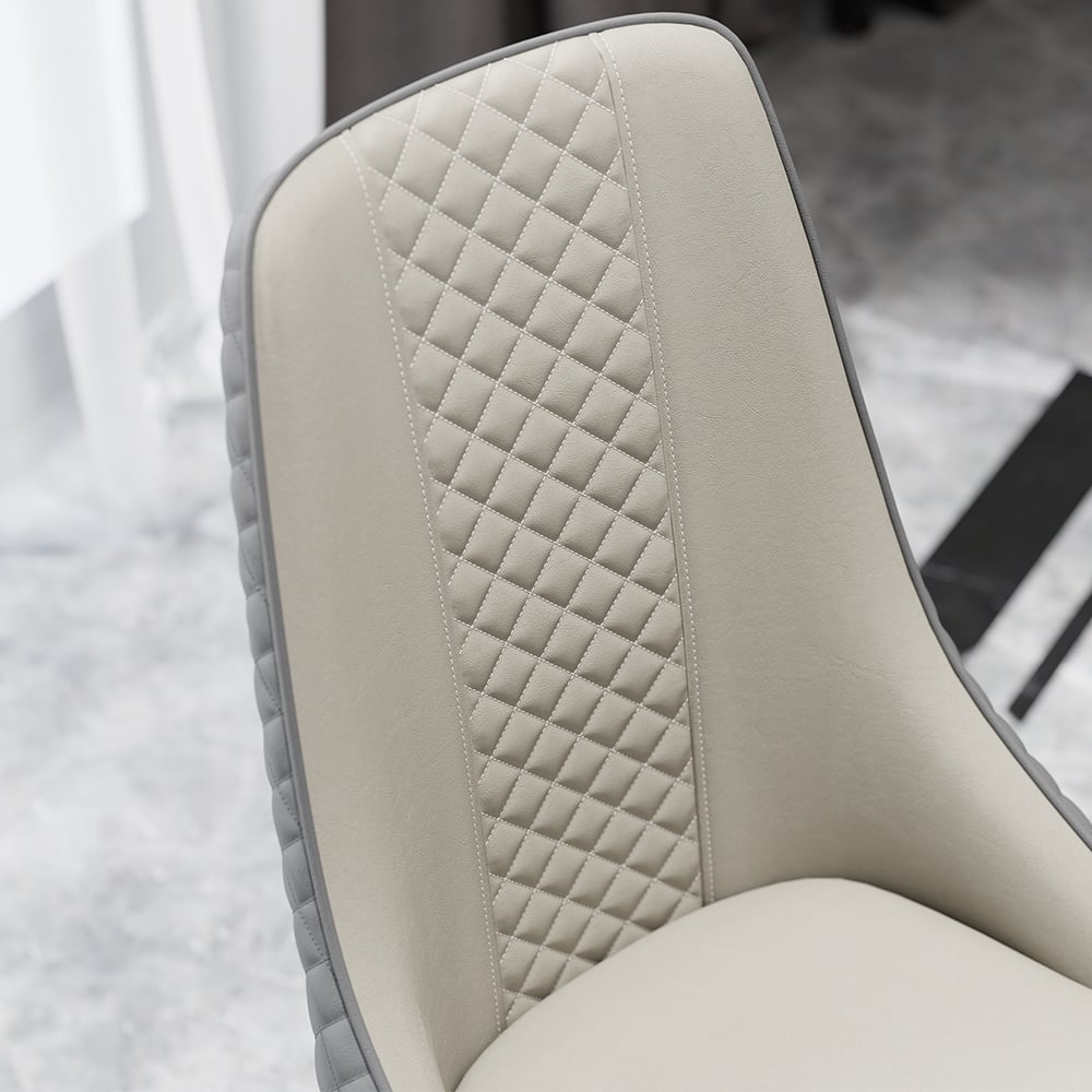 HMR Diamic Series Modern Faux Leather Dining Chairs with Upholstery - Gray, 2-Pieces