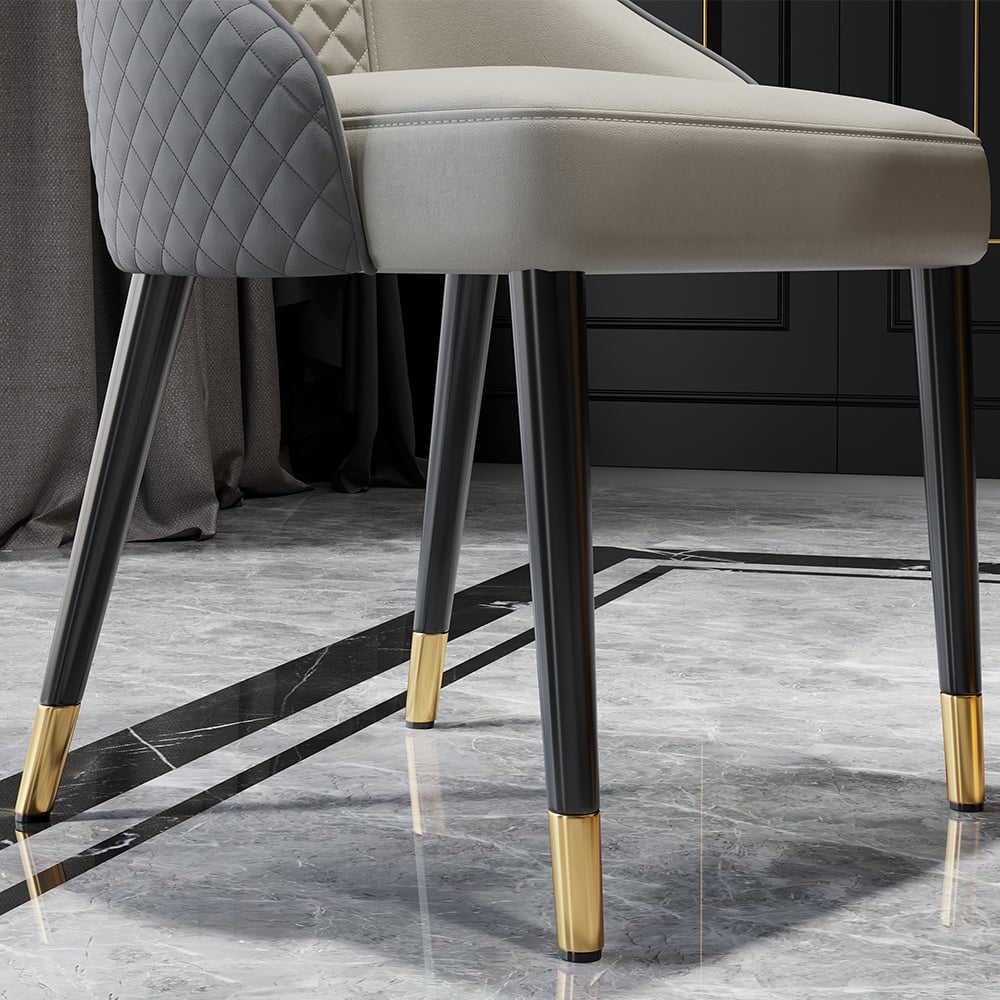 HMR Diamic Series Modern Faux Leather Dining Chairs with Upholstery - Gray, 2-Pieces