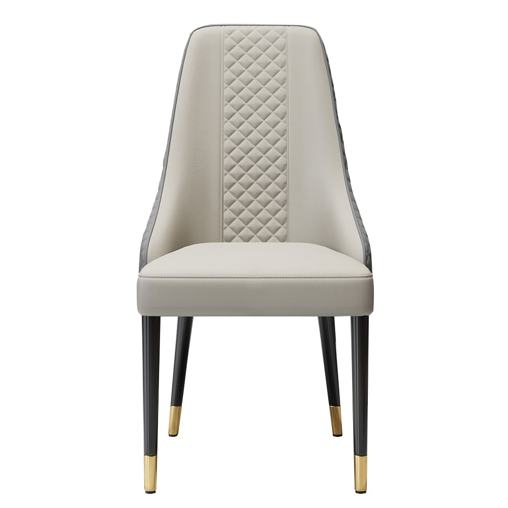 HMR Diamic Series Modern Faux Leather Dining Chairs with Upholstery - Gray, 2-Pieces