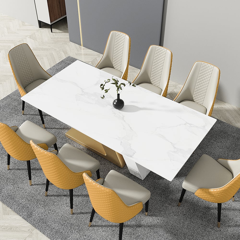 HMR Diamic Series Modern Faux Leather Dining Chairs with Upholstery - Orange, 2-Pieces