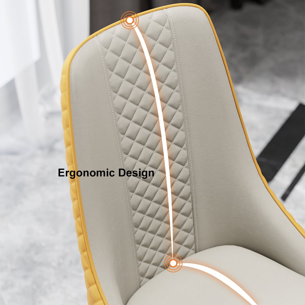 HMR Diamic Series Modern Faux Leather Dining Chairs with Upholstery - Orange, 2-Pieces