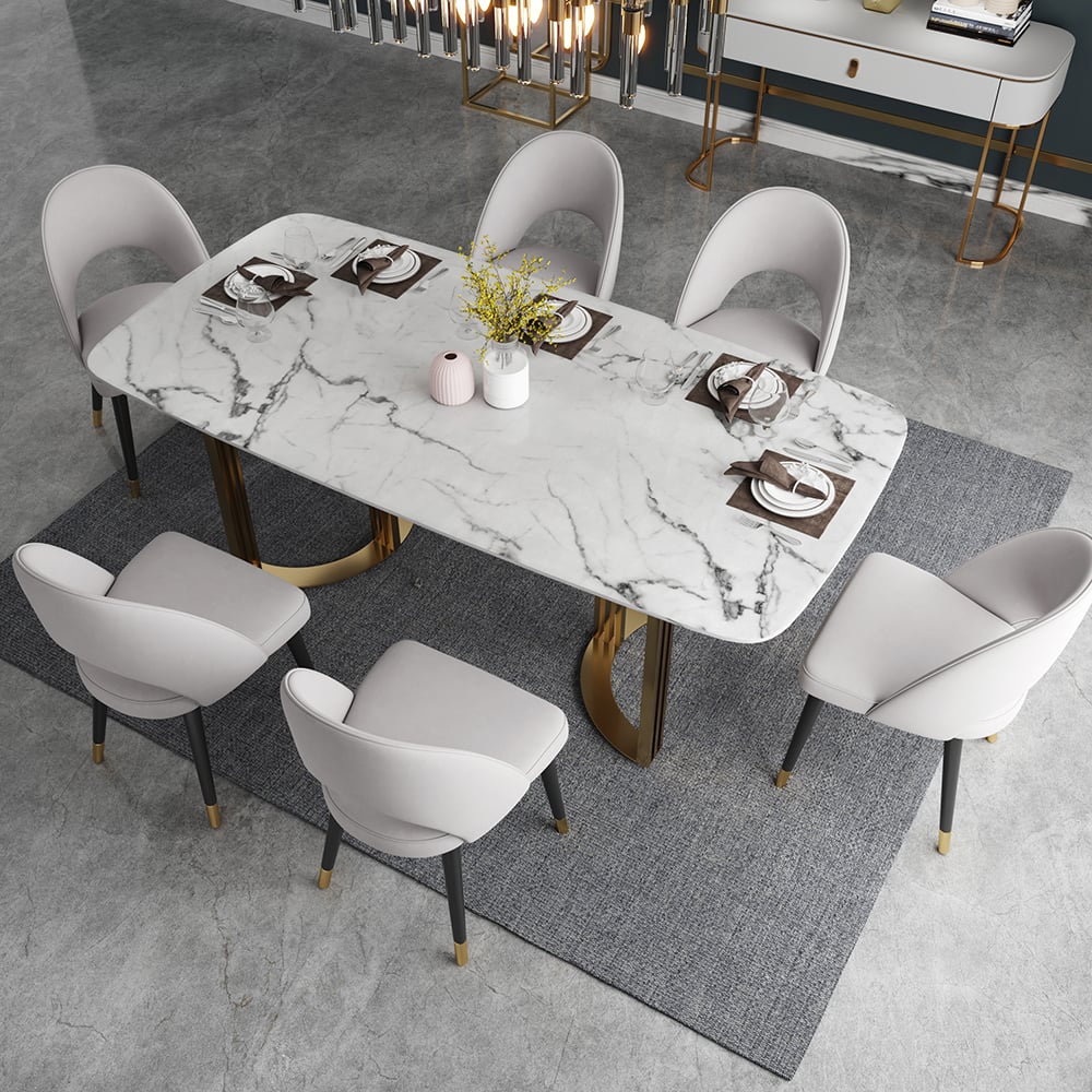HMR Modern Dining Chairs with Velvet Upholstery (Set of 2) - Light Gray