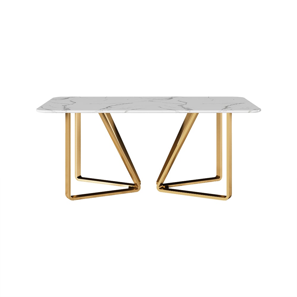 HMR - Marby Rectangle Dining Table with Base Stainless Steel in 63"L, Gold