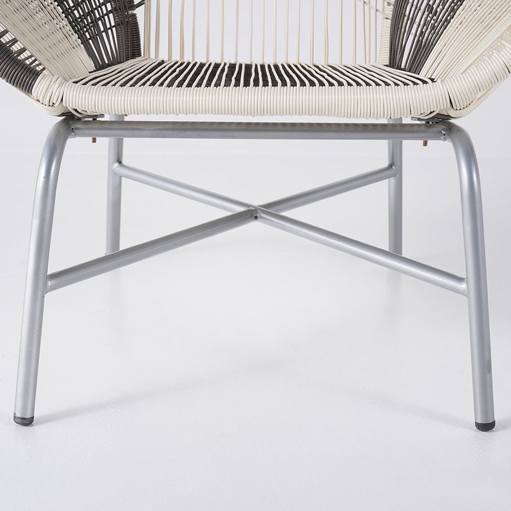 HMR - Outdoor PE Rattan Patio Armchair with Cushion Pillow (Set of 2) in Gray