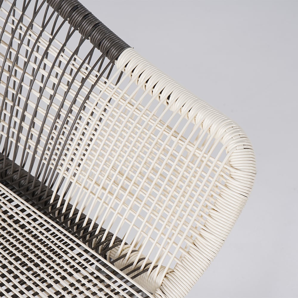 HMR - Outdoor PE Rattan Patio Armchair with Cushion Pillow (Set of 2) in Gray