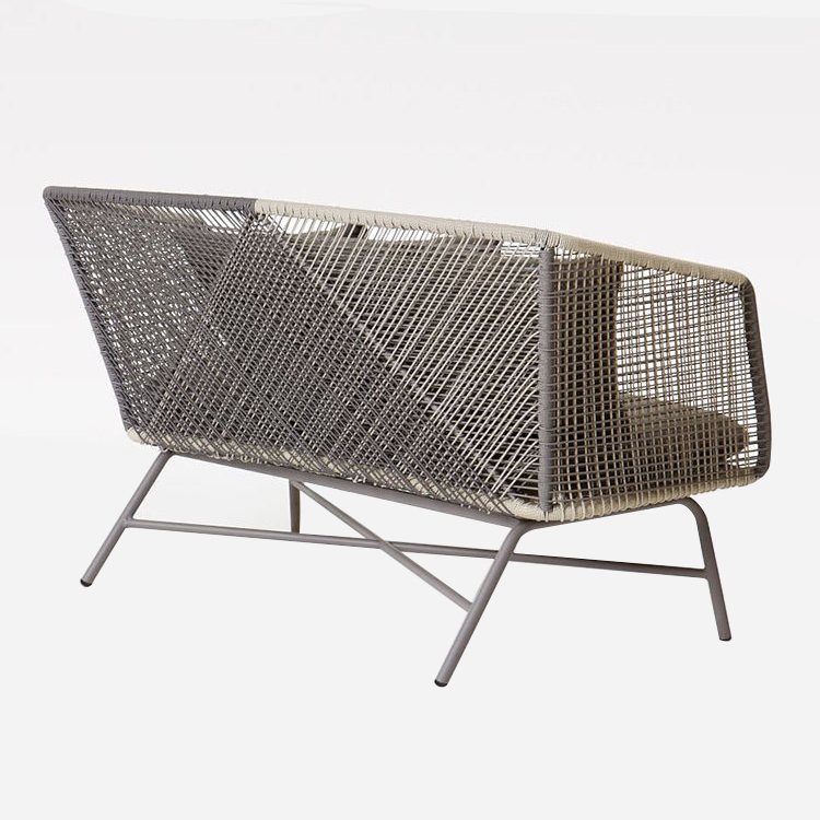 HMR - Outdoor PE Rattan Loveseat with Cushion Pillows and Metal Legs in Multicolor