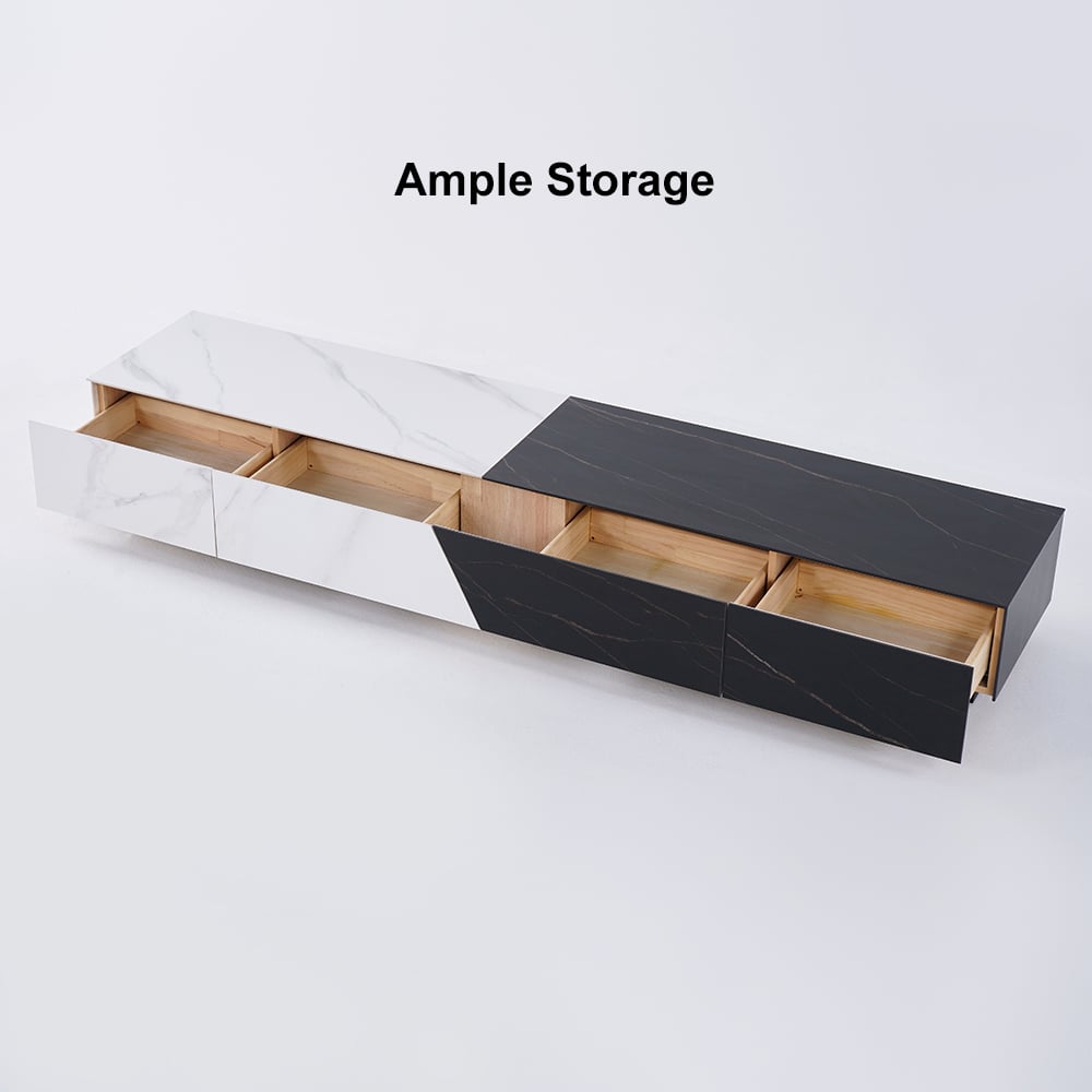 HMR - Sintered Stone TV Stand Media Console in White and Black