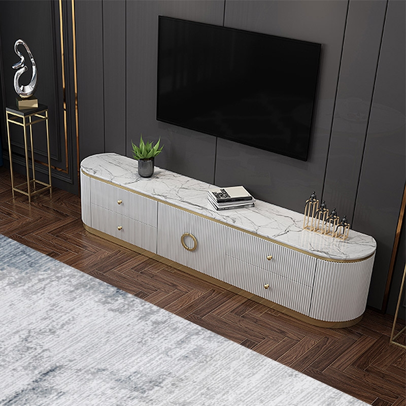 HMR - Plalue TV Stand with 4 Drawers in 86"L, White