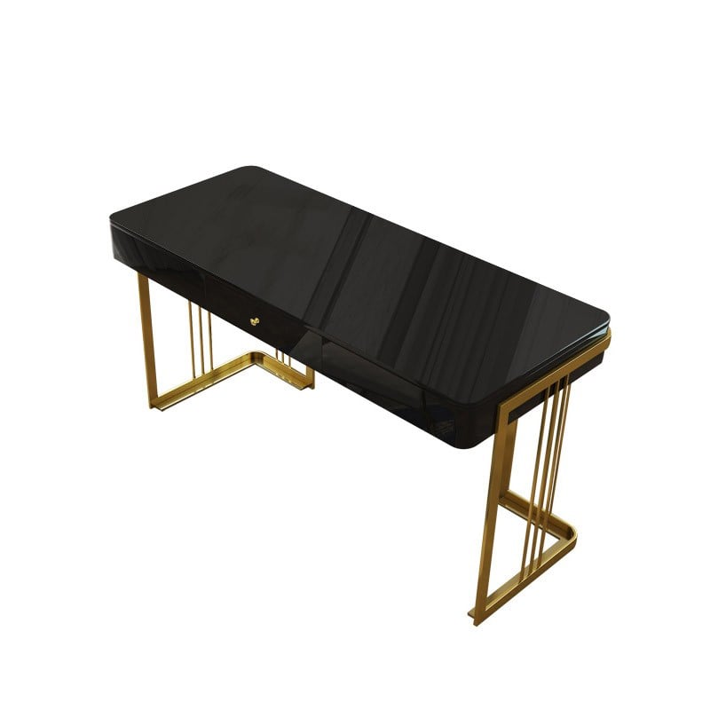 HMR - Modern 47" Office Computer Desk with Drawer and Gold Base