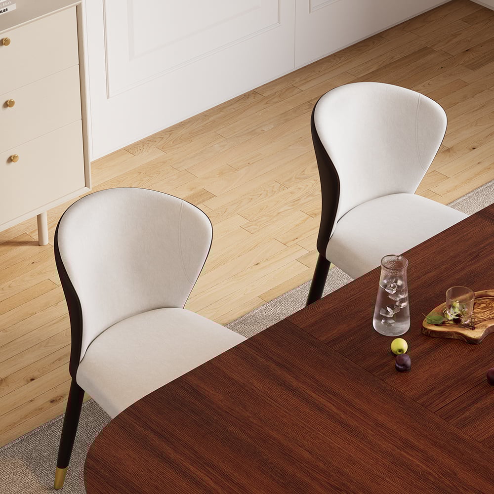 HMR - Modern Upholstered PU Leather Wingback Dining Chairs (Set of 2) in Gray