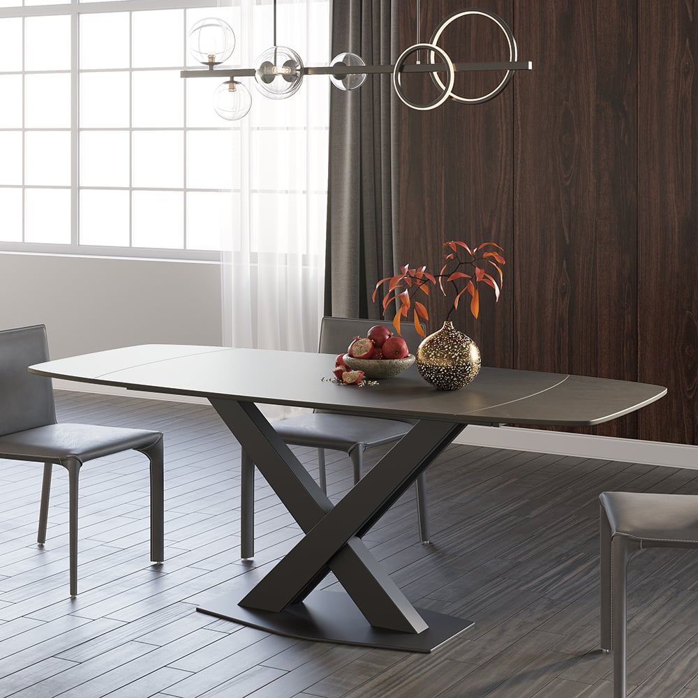 HMR 71" Modern Extendable Dining Table for 4-6 People - Gray, Sintered Stone