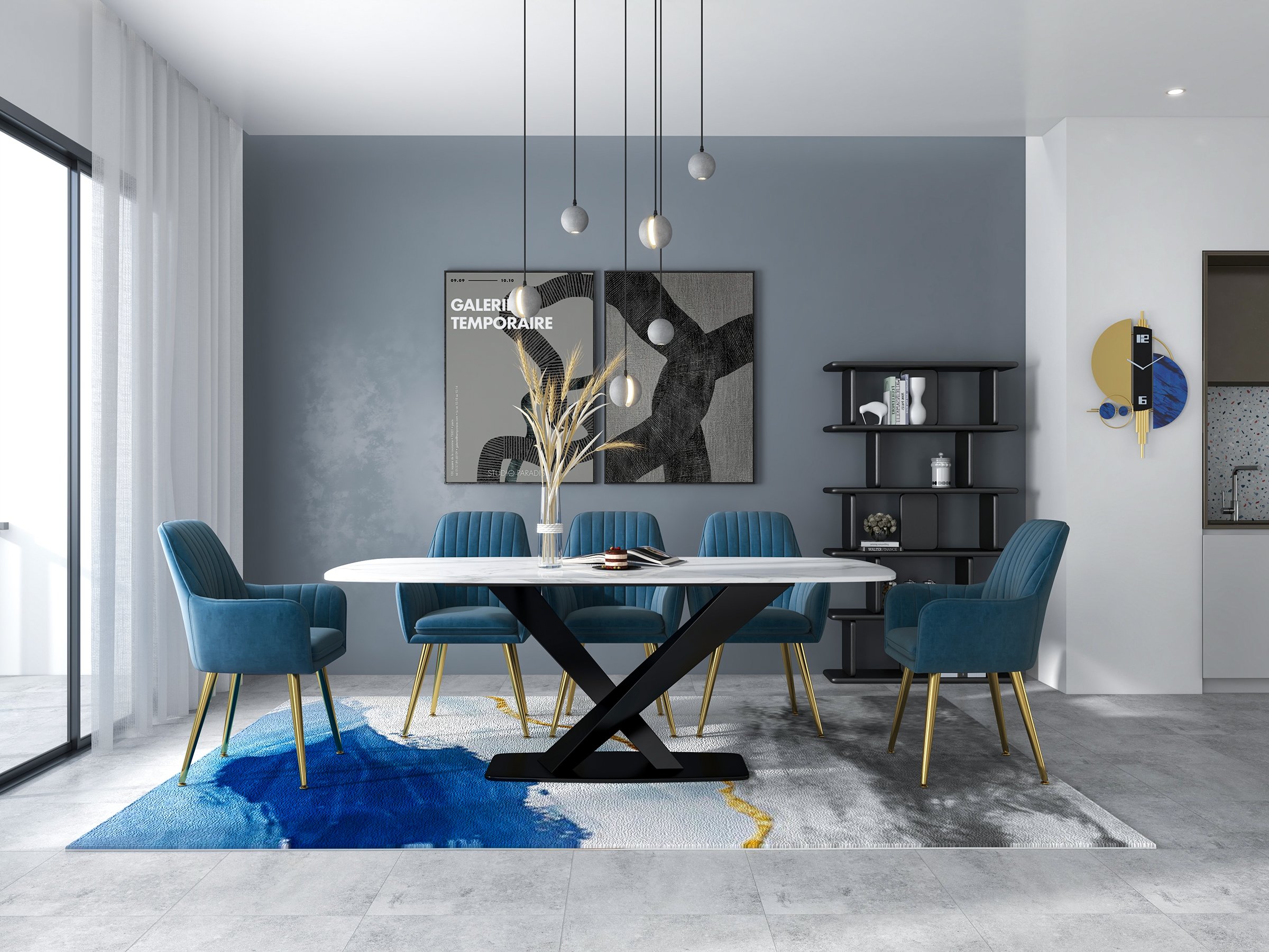 HMR 71" Modern Extendable Dining Table for 4-6 People - White, Sintered Stone